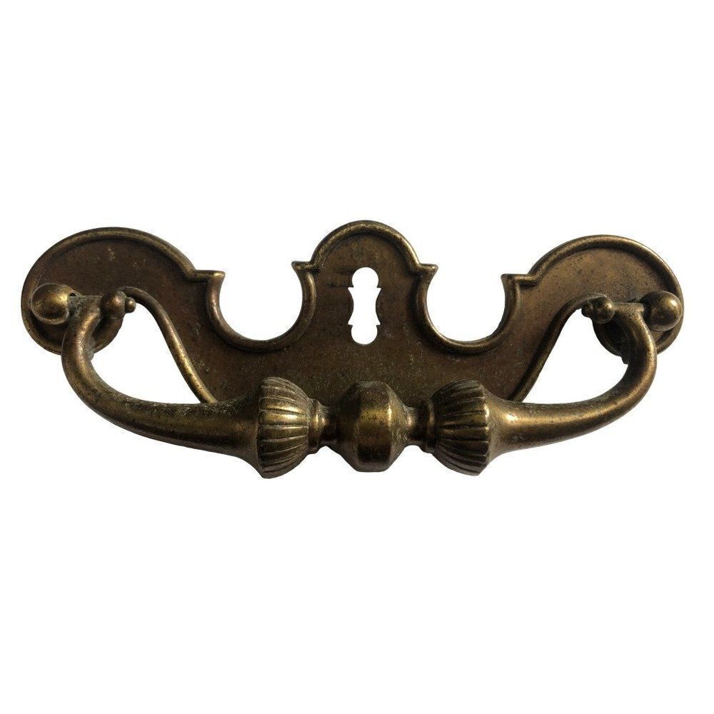 Chippendale Style Batwing Solid Brass Drop Handle Drawer Pull Hardware VTG